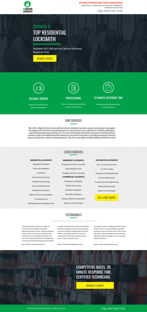 Portfolio 24/7 Locksmith Services