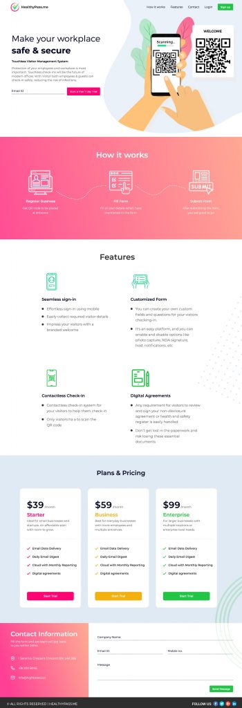 Healthy Pass website design and development by Mrkt360