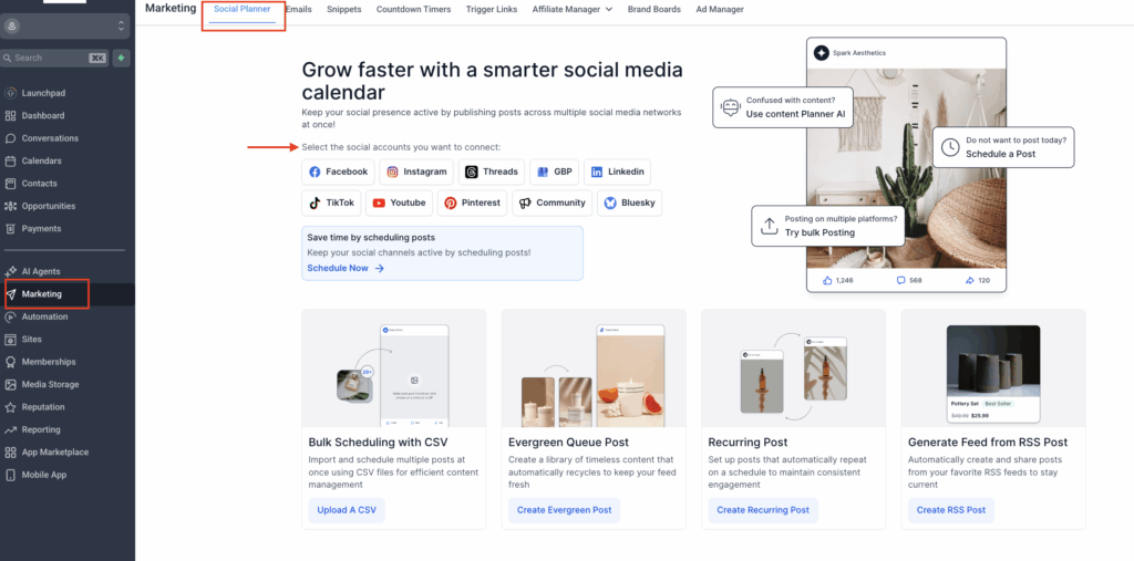 Connect social accounts