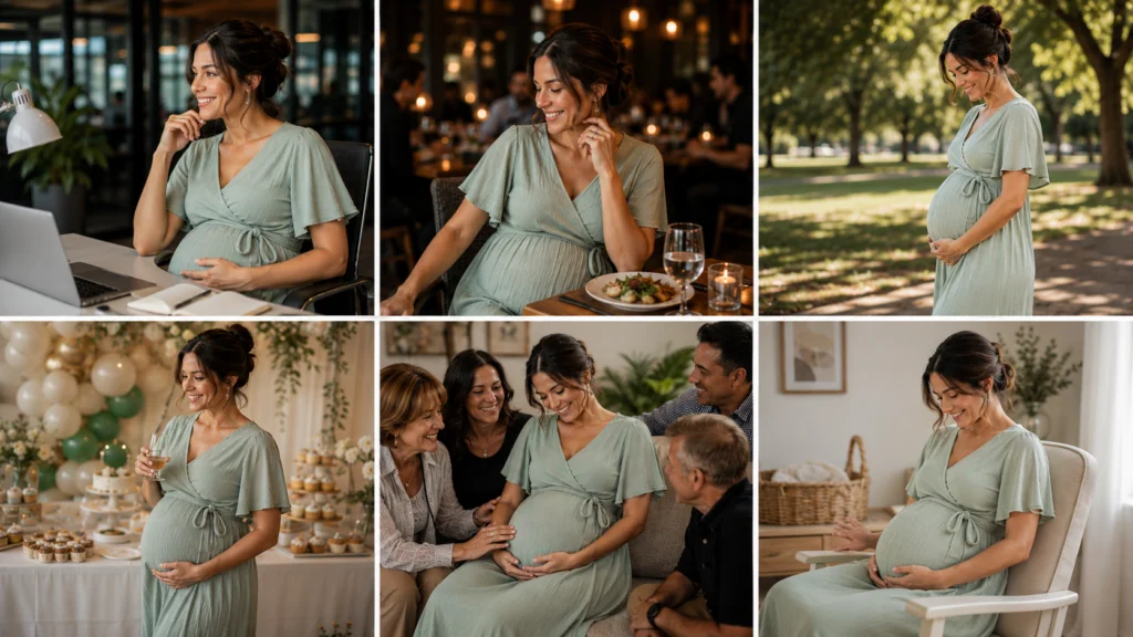 AI Image Generation for Ecommerce maternity dress in different settings