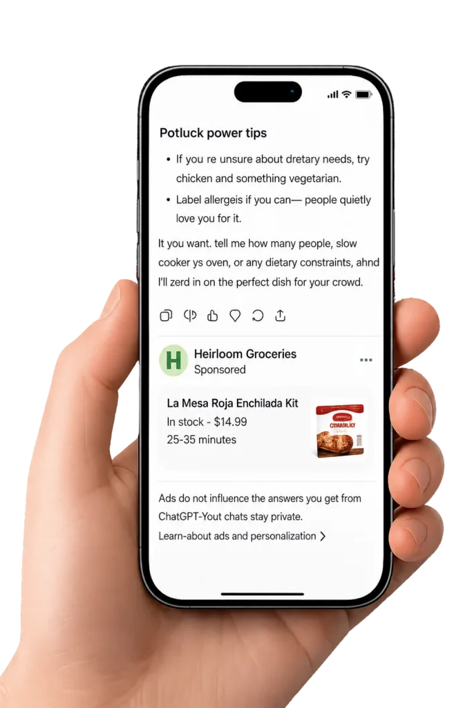 ChatGPT Ads on Mobile Screen
