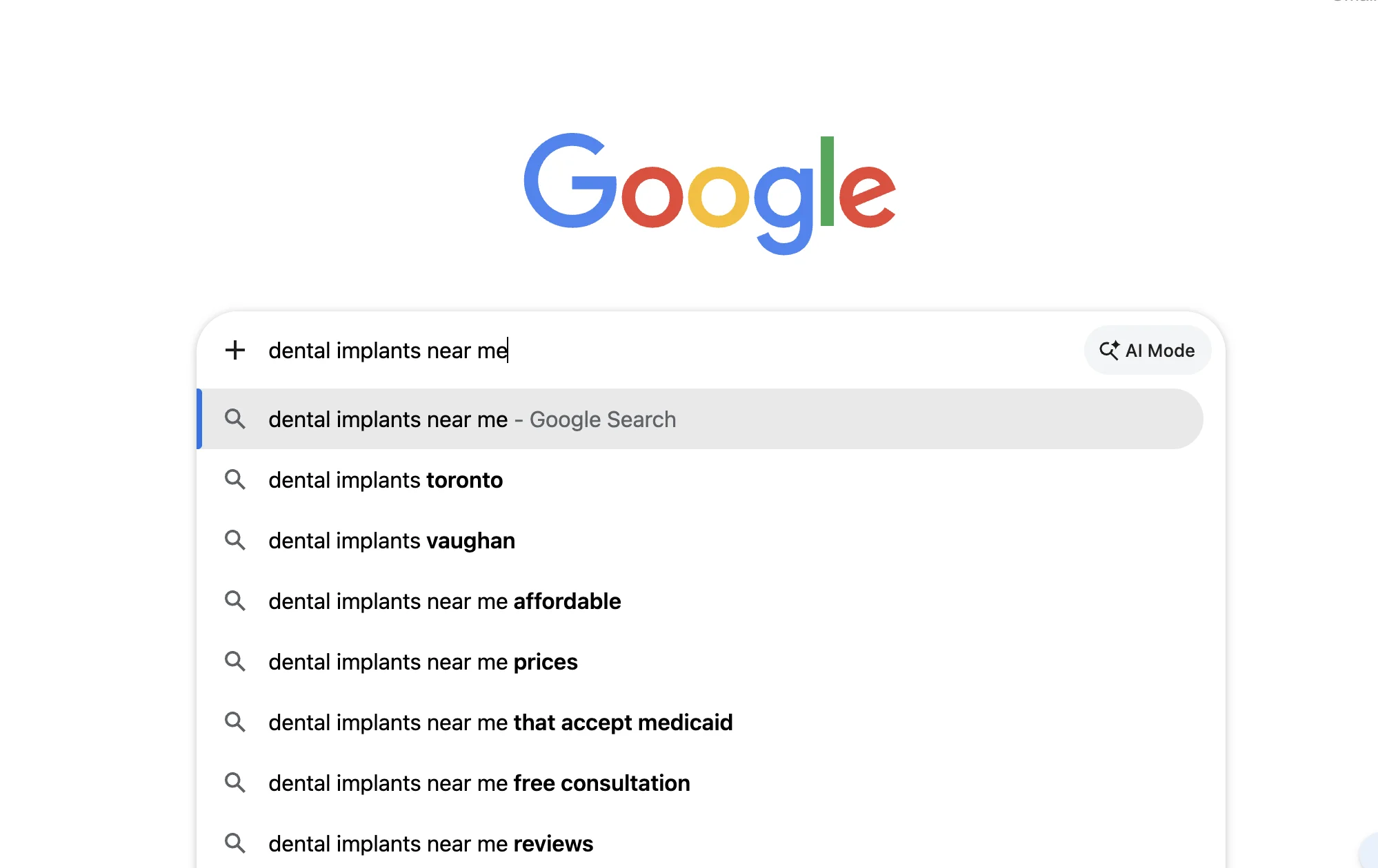 Google Dental Search Terms