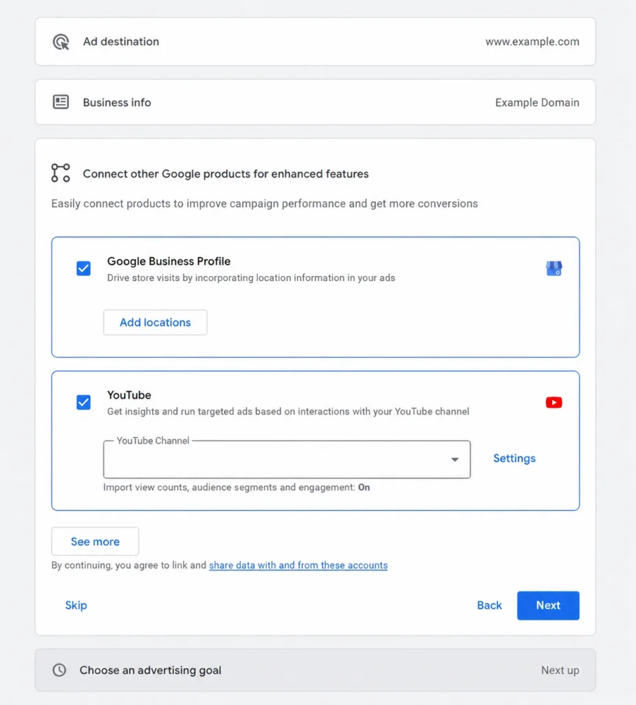 connect your Youtube Channel for Youtube Ads
