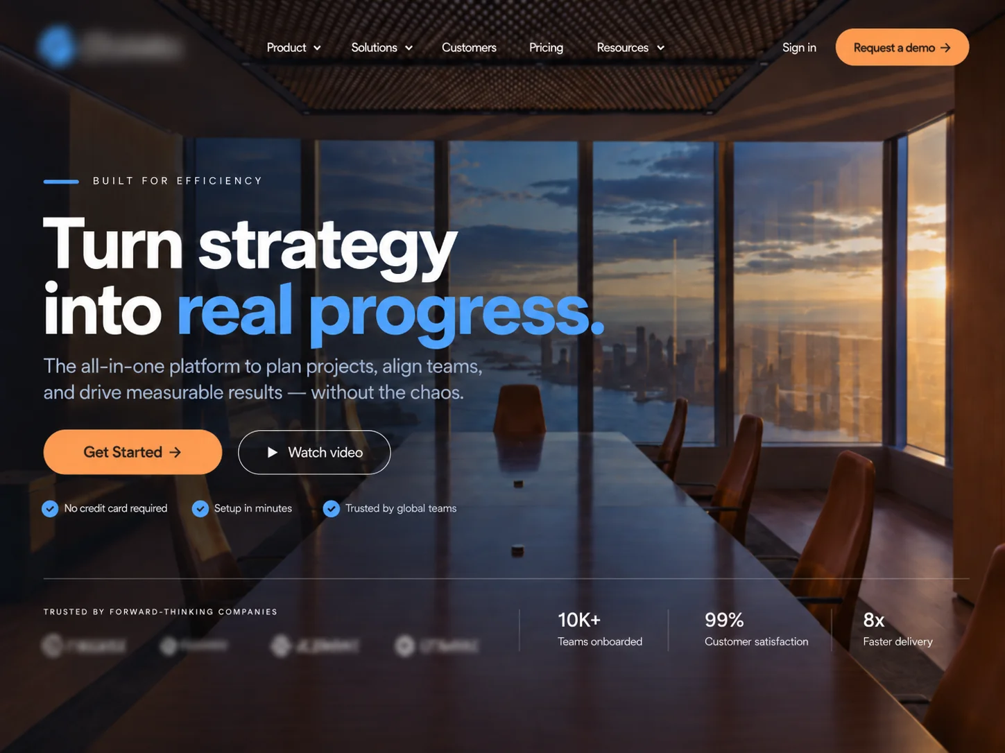 SaaS landing page example with clear messaging, Get Started call to action, trust signals, and conversion-focused design for generating qualified leads.